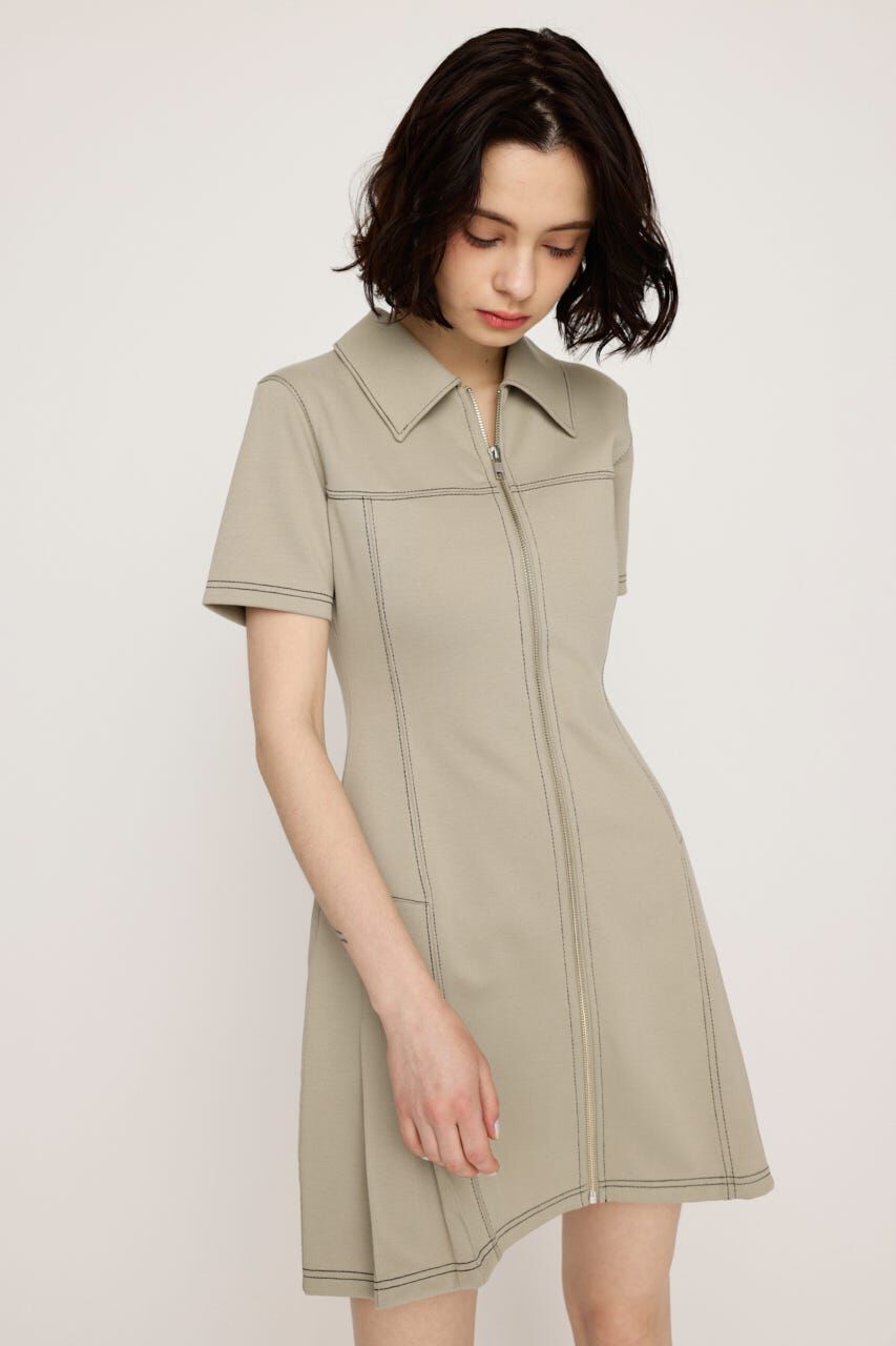 SLY「FRONT ZIP SIDE PLEATS ショートワンピース」|ワンピース|