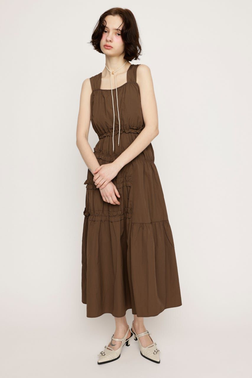 SLY「ASYMMETRY FRILL ロングワンピース」|ワンピース|BRN