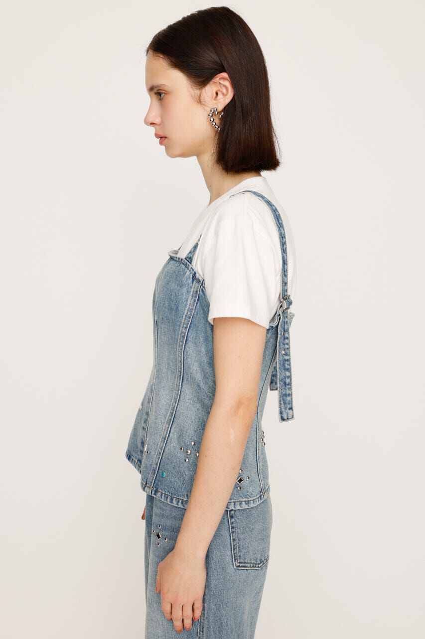 SLY「STUDS DENIM BUSTIER-B」|チューブトップ|