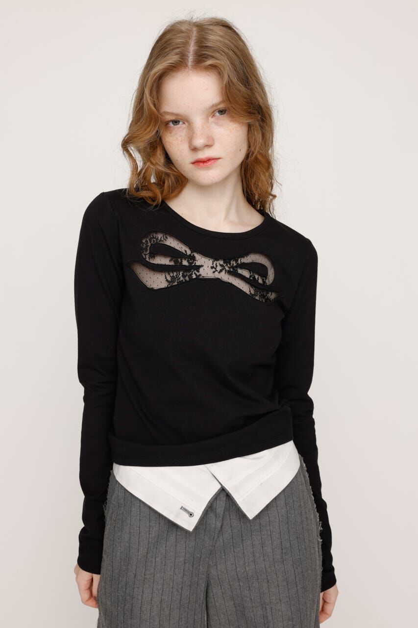 SLY「RIBBON LACE トップス」|Tシャツ・カットソー|BLK