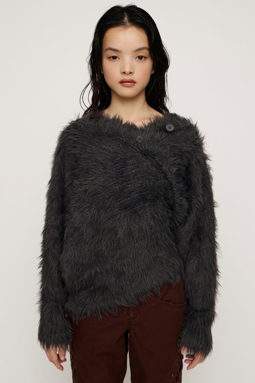SLY「BIG SHAGGY BUTTON RIB トップス」|ニット・セーター|