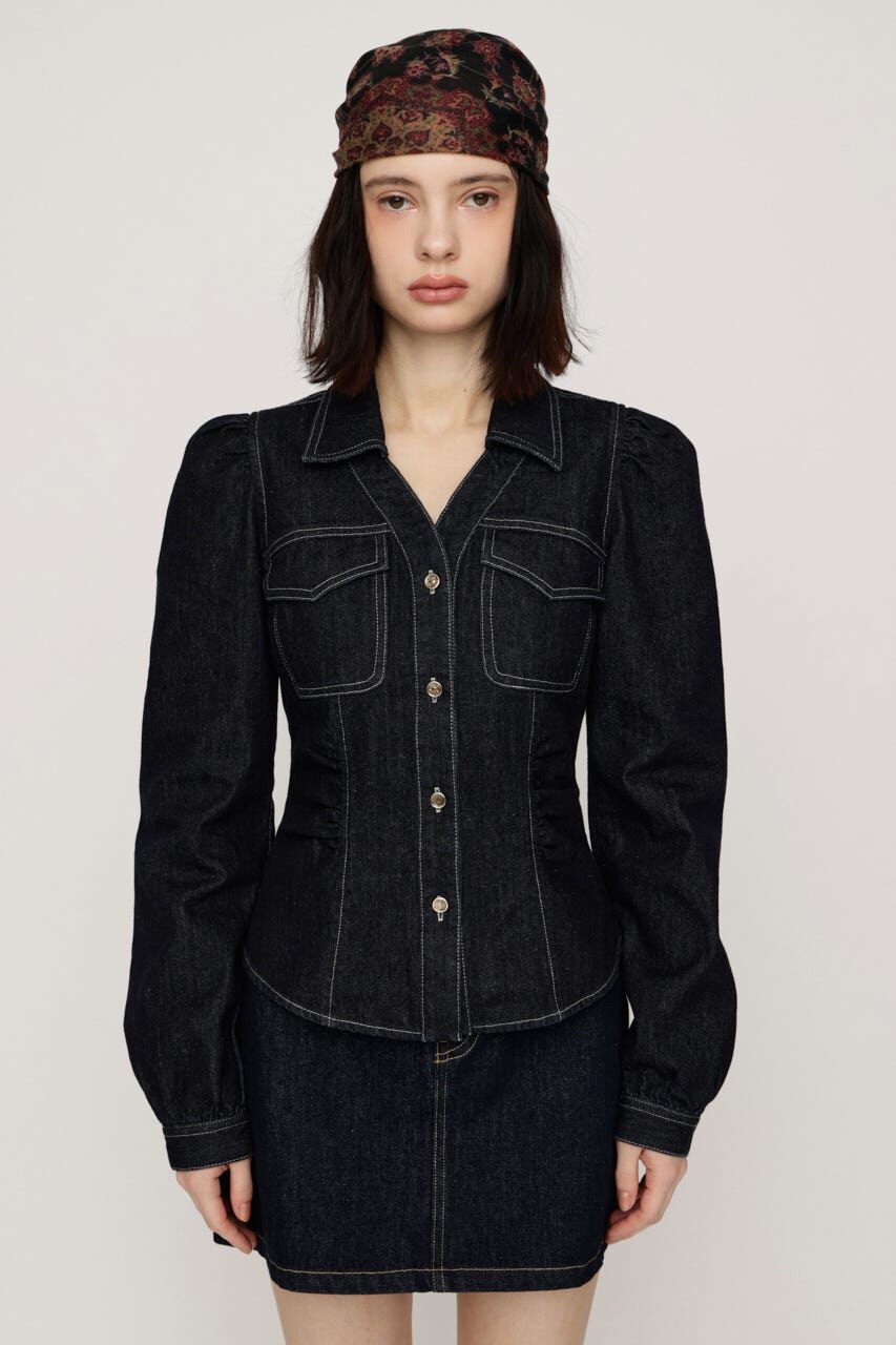 SLY「DENIM PUFF SLEEVE シャツ」|シャツ・ブラウス|