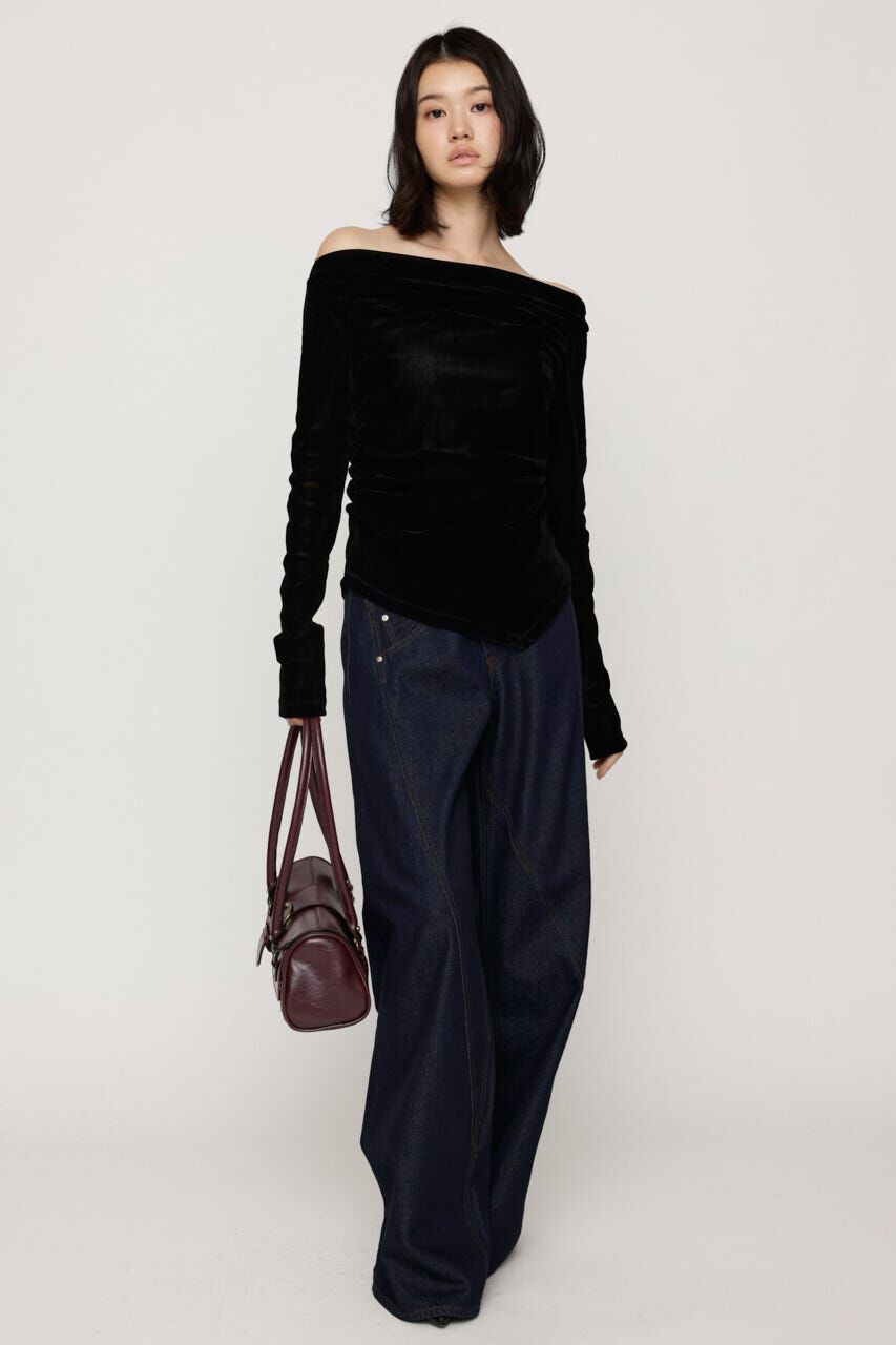 SLY「OFF SHOULDER VELOUR トップス」|Tシャツ・カットソー|