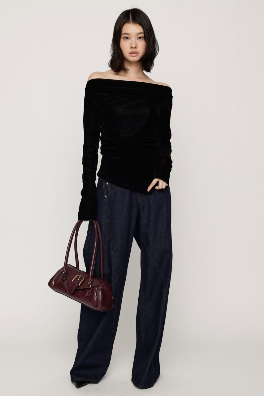 SLY「OFF SHOULDER VELOUR トップス」|Tシャツ・カットソー|