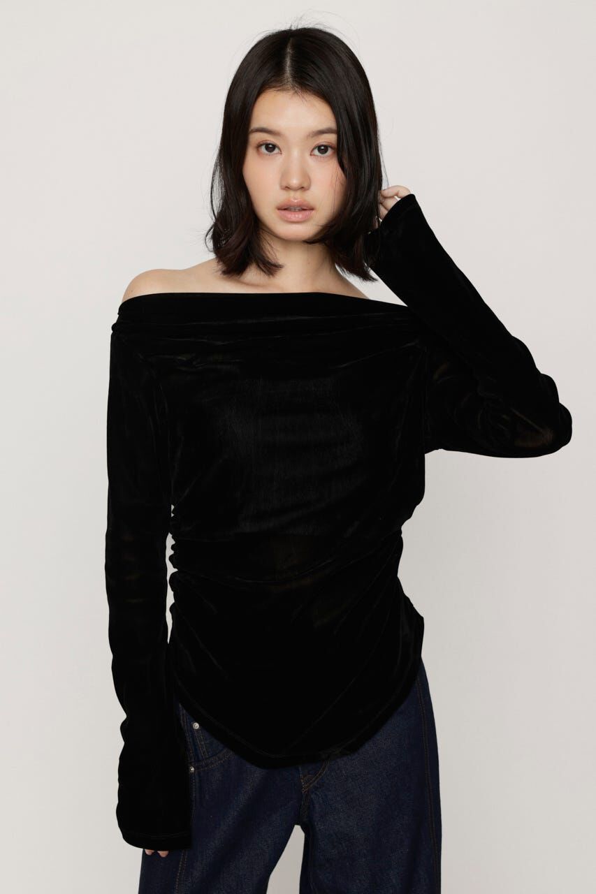 SLY「OFF SHOULDER VELOUR トップス」|Tシャツ・カットソー|