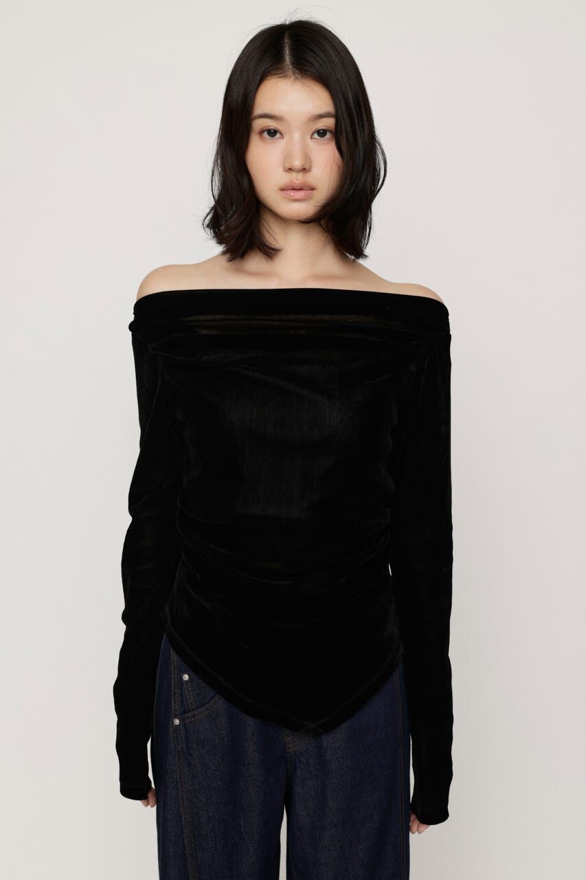 SLY「OFF SHOULDER VELOUR トップス」|Tシャツ・カットソー|