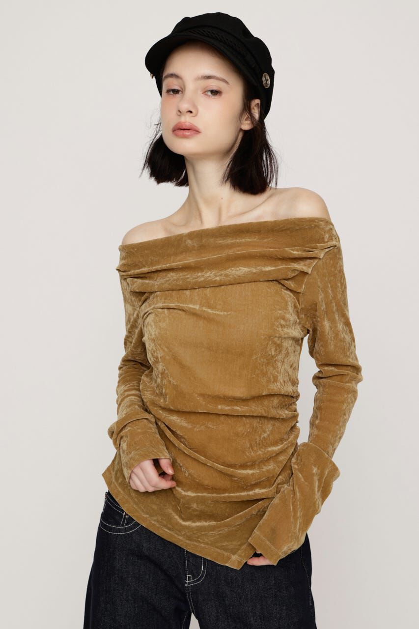 SLY「OFF SHOULDER VELOUR トップス」|Tシャツ・カットソー|