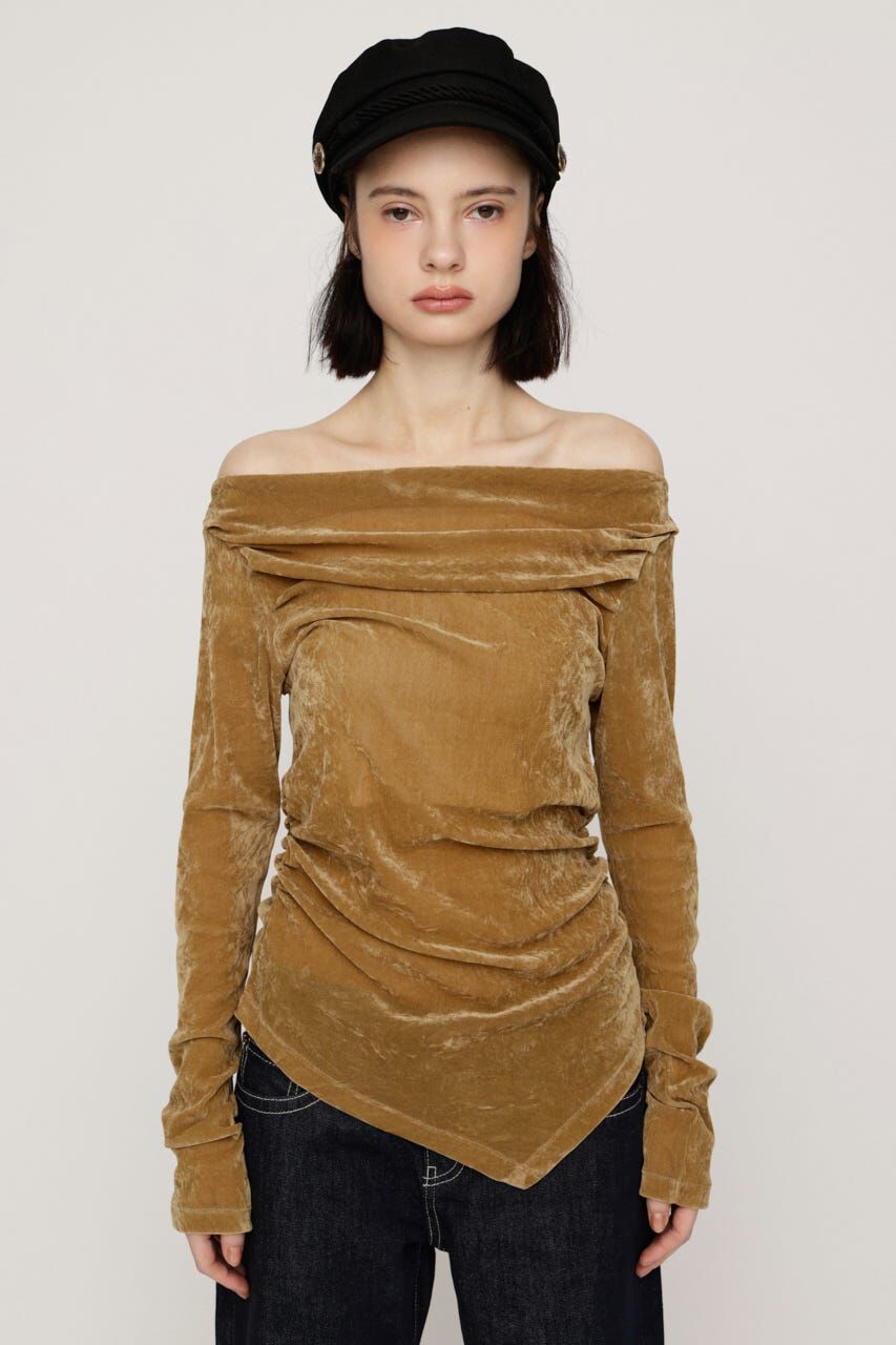 SLY「OFF SHOULDER VELOUR トップス」|Tシャツ・カットソー|