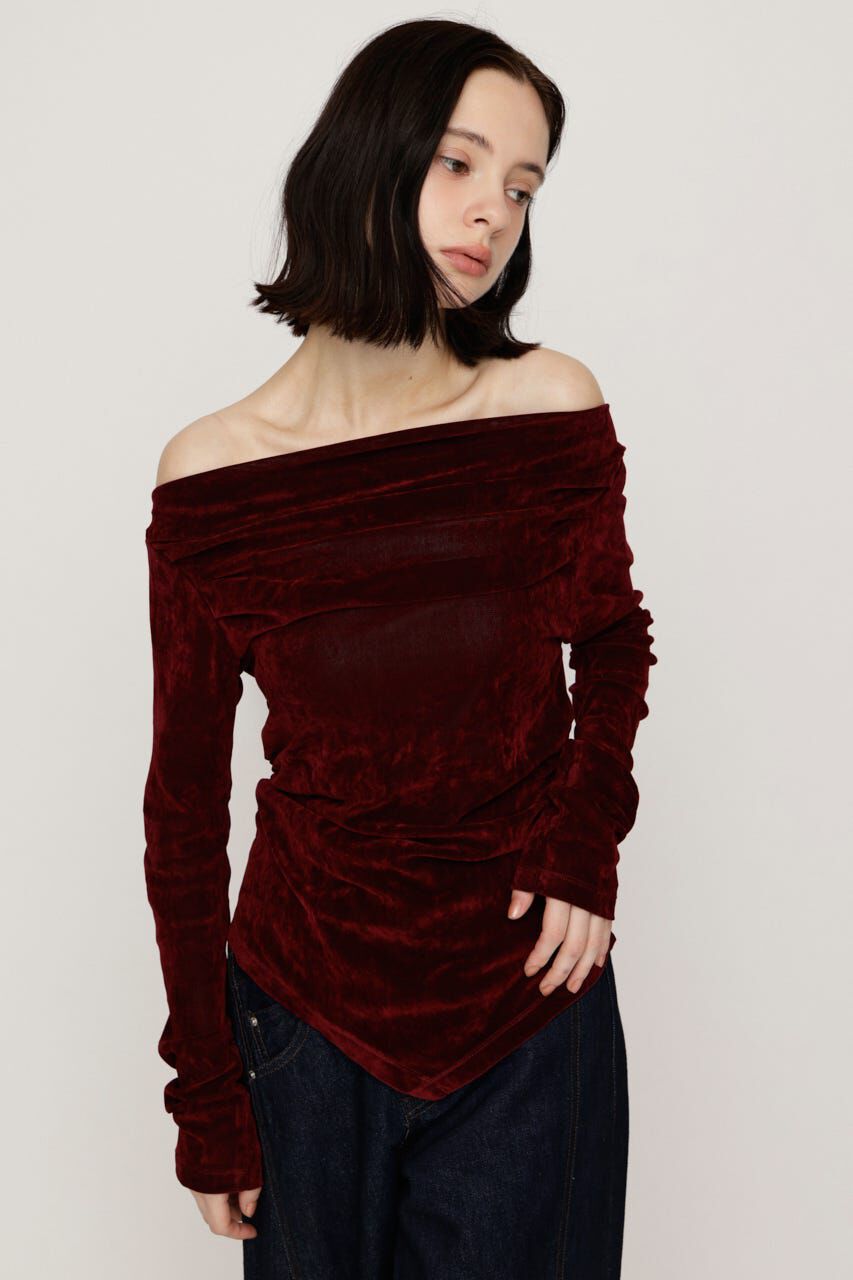 SLY「OFF SHOULDER VELOUR トップス」|Tシャツ・カットソー|