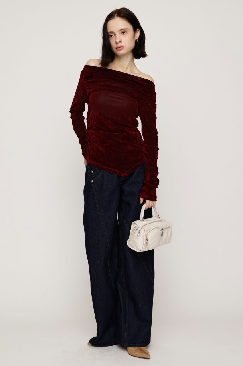 SLY「OFF SHOULDER VELOUR トップス」|Tシャツ・カットソー|