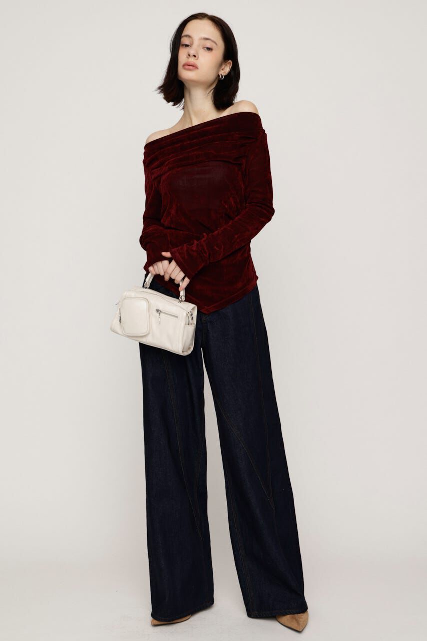SLY「OFF SHOULDER VELOUR トップス」|Tシャツ・カットソー|