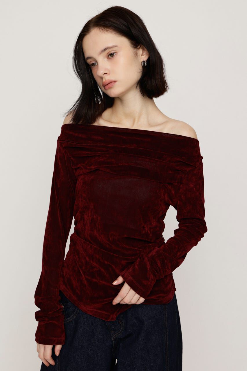 SLY「OFF SHOULDER VELOUR トップス」|Tシャツ・カットソー|