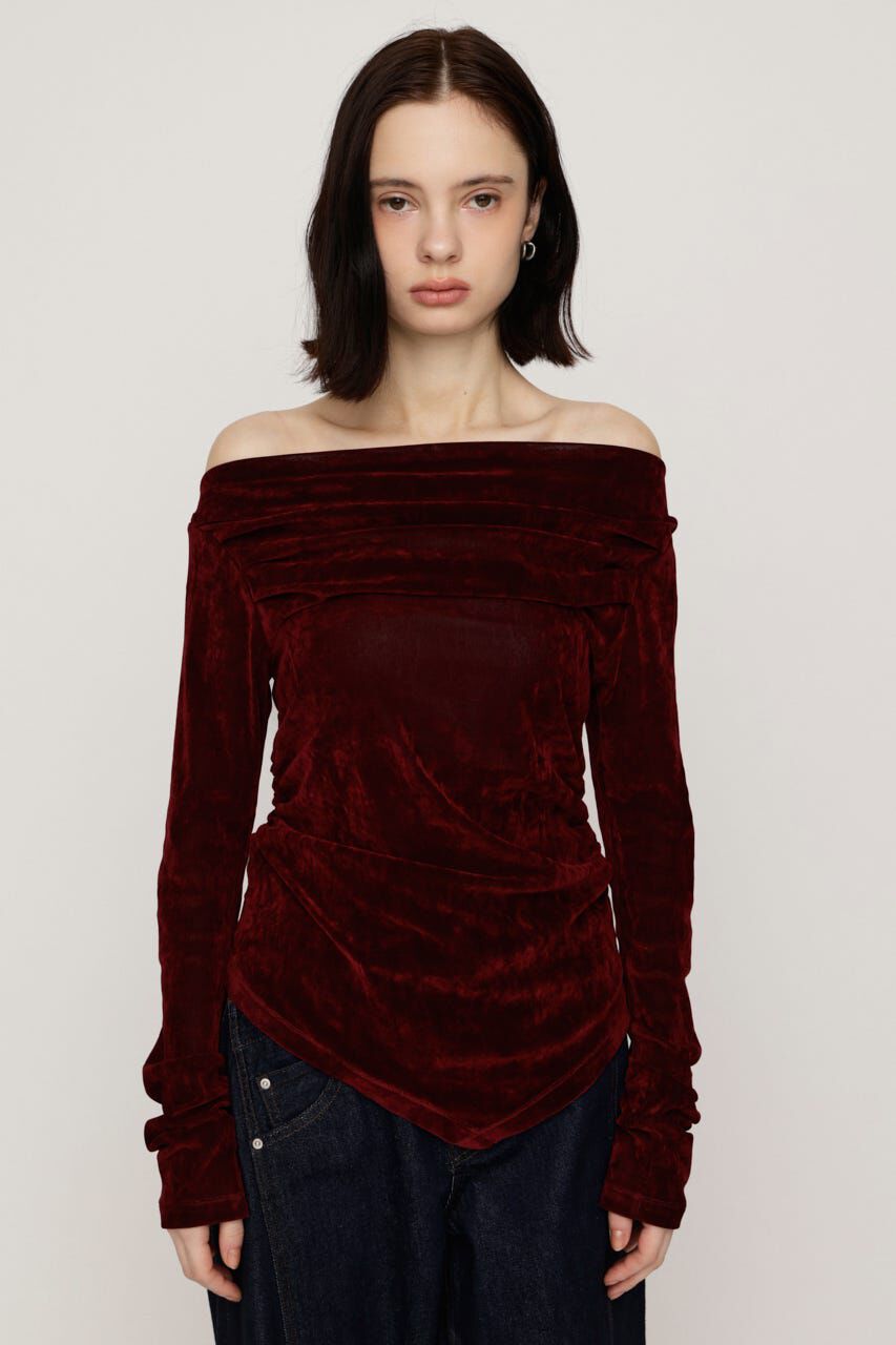 SLY「OFF SHOULDER VELOUR トップス」|Tシャツ・カットソー|