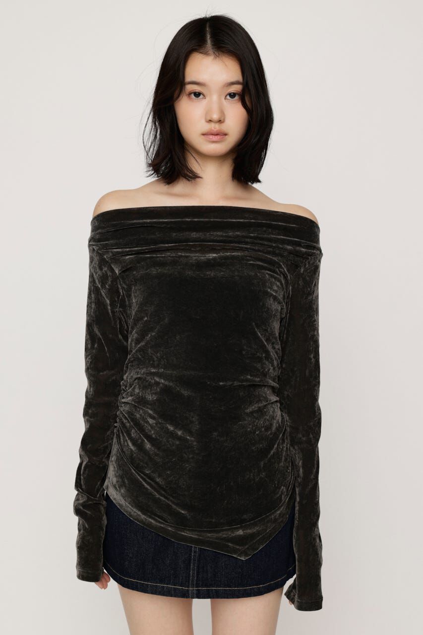 SLY「OFF SHOULDER VELOUR トップス」|Tシャツ・カットソー|