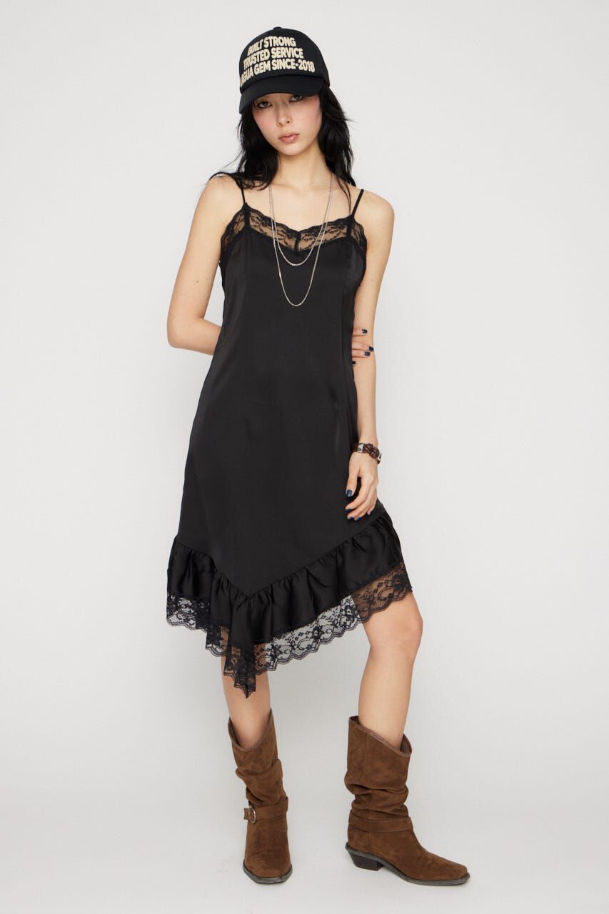 LAGUA GEM「SATIN LACE CAMI ワンピース」|ワンピース|