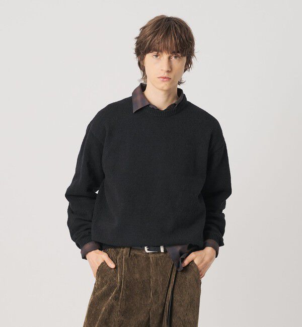 BEAUTY&YOUTH UNITED ARROWS「クリンプ コットン クルーネック ニット」|ニット・セーター|