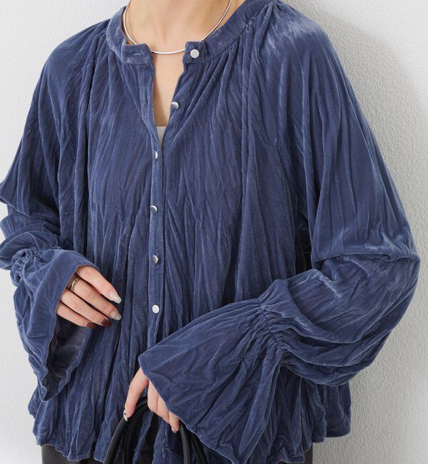  「《前後２WAY／体型カバー》プリーツベロアカットソー」|Tシャツ・カットソー|