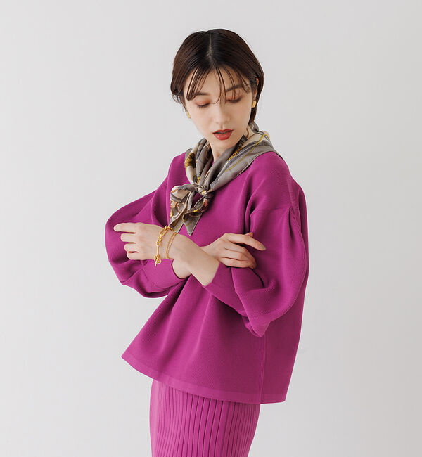 Rouge vif「【セットアップ対応】ボリュームスリーブストレッチニットプルオーバー」|ニット・セーター|