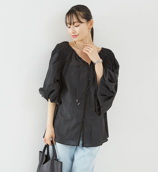 Rouge vif「コットンレーヨンボイルスモッキングブラウス」|シャツ・ブラウス|