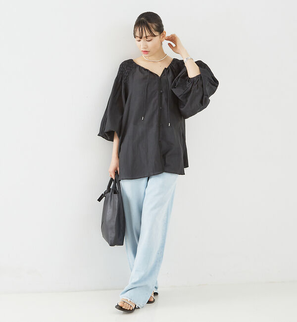 Rouge vif「コットンレーヨンボイルスモッキングブラウス」|シャツ・ブラウス|