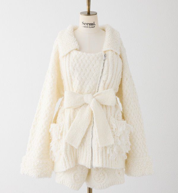 Seemi.by NICE CLAUP「【Seemi.by NICE CLAUP】ケーブルジップアップニット」|ニット・セーター|
