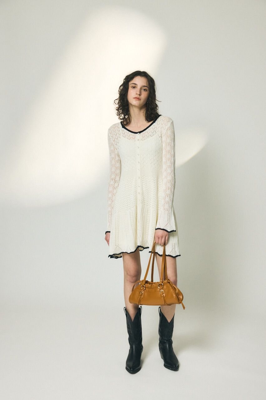 MOUSSY「EYELET LACE KNIT ミニドレス」|ワンピース|