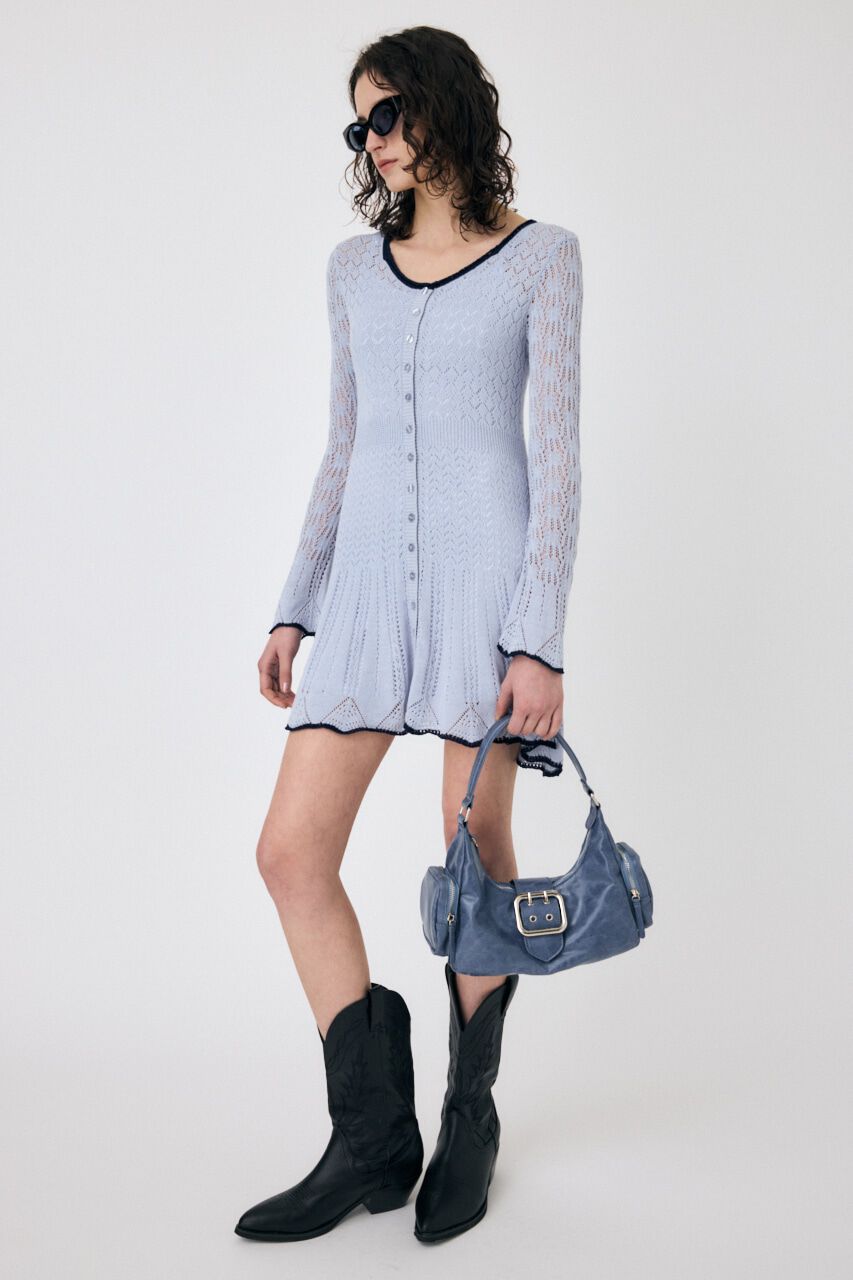 MOUSSY「EYELET LACE KNIT ミニドレス」|ワンピース|