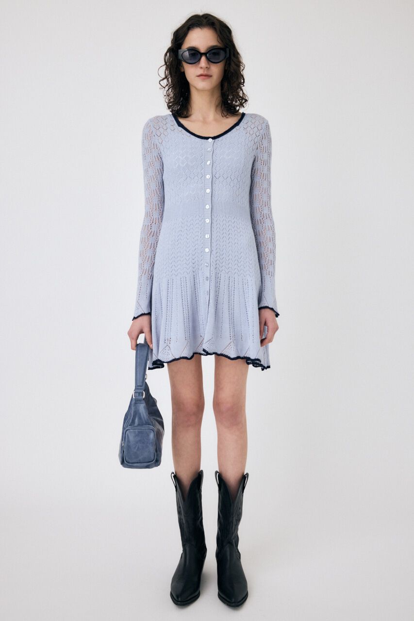 MOUSSY「EYELET LACE KNIT ミニドレス」|ワンピース|