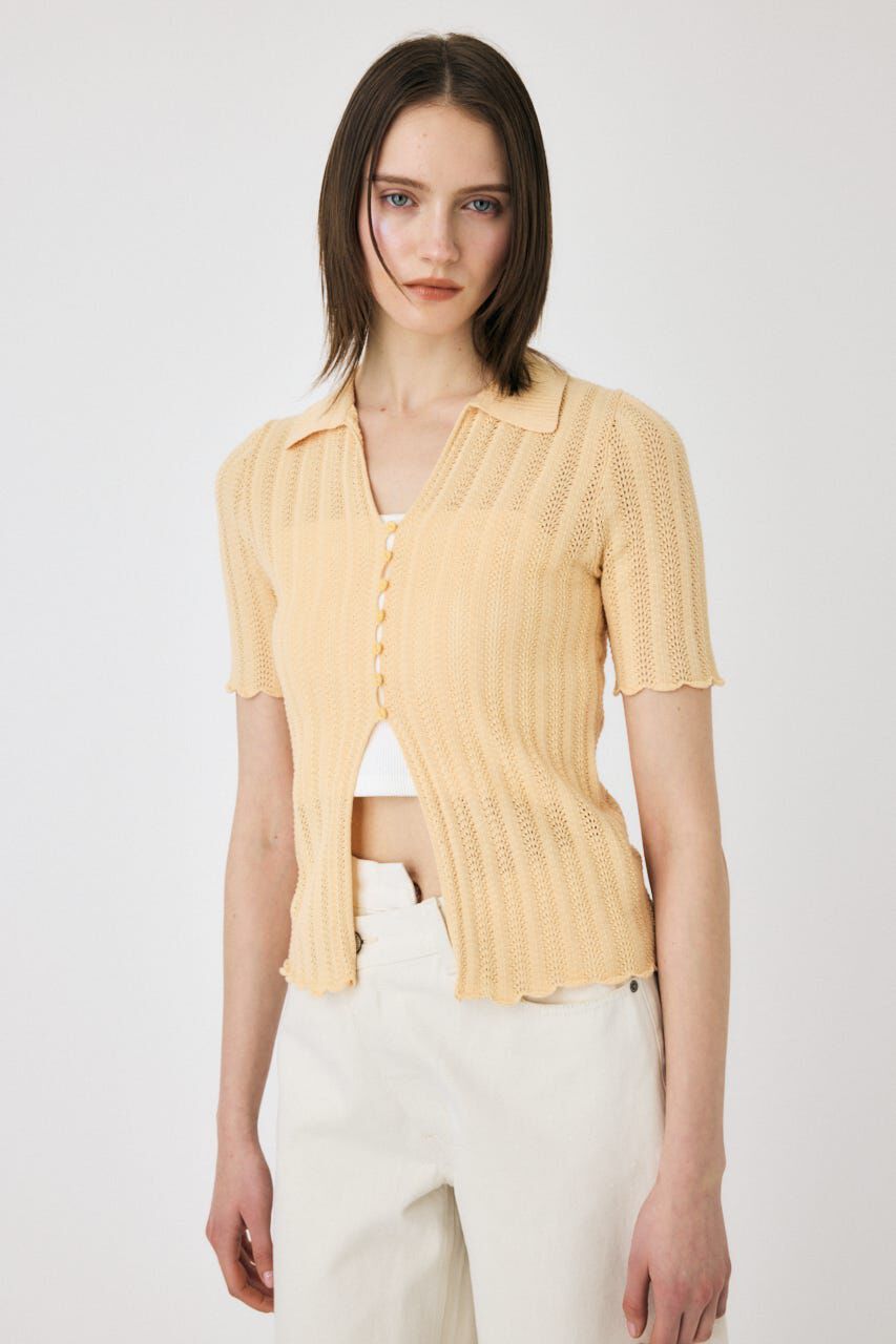 MOUSSY「COTTON KNIT OPENWORK カーディガン」|ニット・セーター|