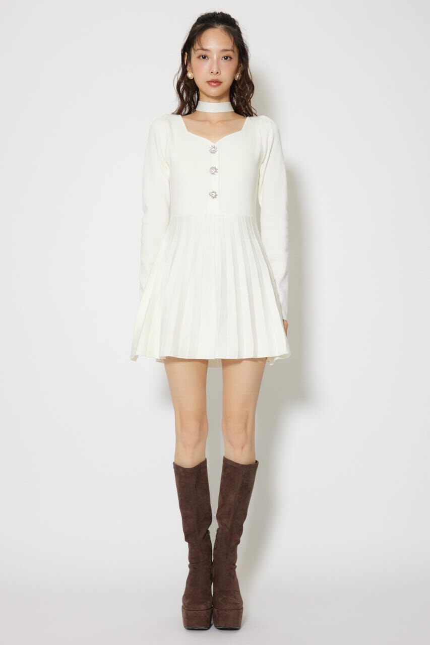 rienda「フロントビジュープリーツミニニットワンピース」|ワンピース|