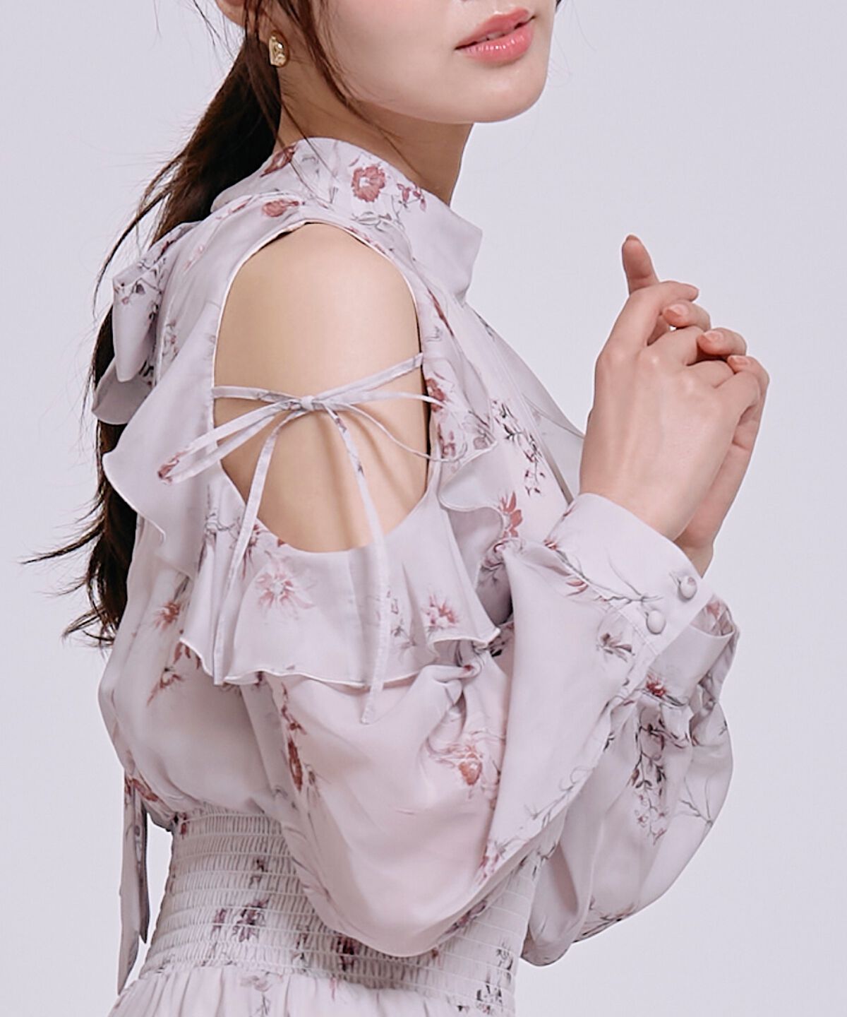 WILLSELECTION「フラワープリントウエストシャーリングワンピース」|ワンピース|