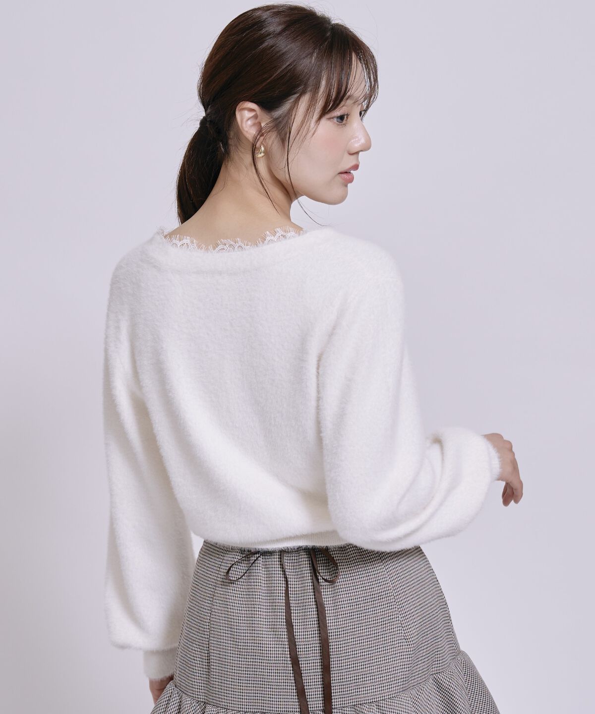 WILLSELECTION「レーストリムVネックフェザーカーディガン」|カーディガン|