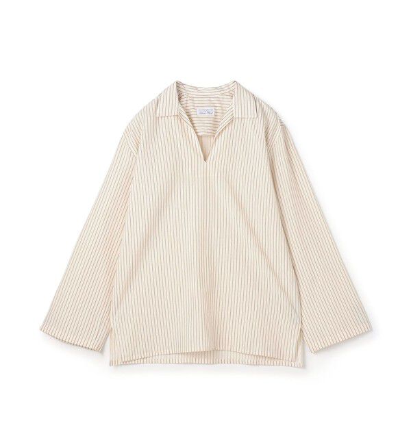 TOMORROWLAND MENS「【別注】Salvatore Piccolo HAVANA コットンストライプ プルオーバーロングスリーブ カプリシャツ」|シャツ・ブラウス|42 ベージュ系