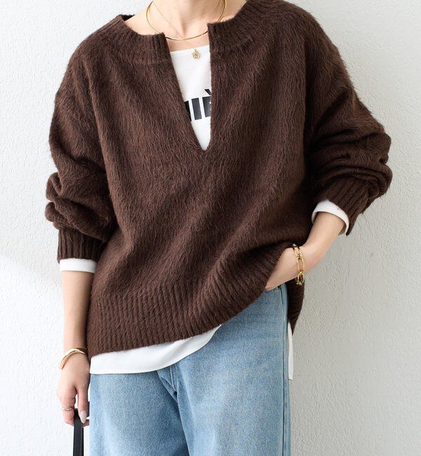  「【EC限定カラーあり/軽量/お尻周りカバー◎】エアリージップニット」|ニット・セーター|ブラウン