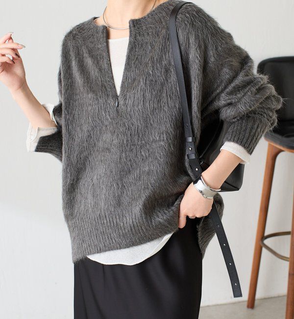  「【EC限定カラーあり/軽量/お尻周りカバー◎】エアリージップニット」|ニット・セーター|チャコールグレー