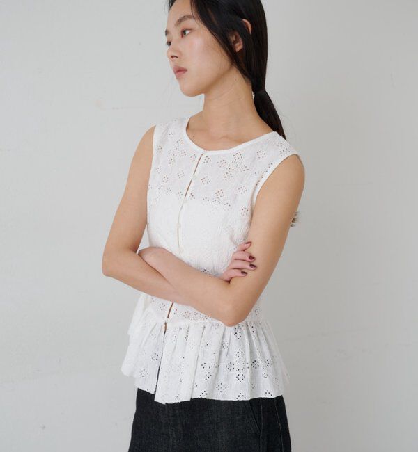  「【再入荷】レースペプラムフリルタンク」|シャツ・ブラウス|