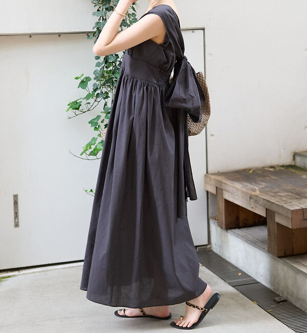 Rouge vif「麻混3WAYウエストリボンワンピース」|ワンピース|ブラック