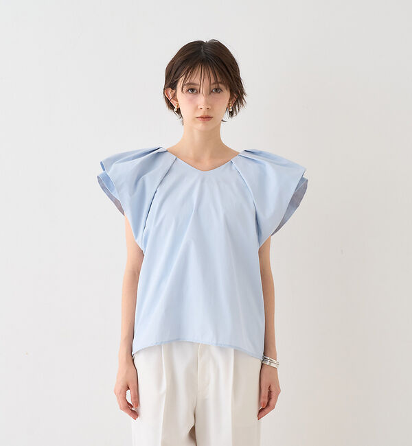 Rouge vif「【一部店舗限定】Vネックボリュームスリーブブラウス」|シャツ・ブラウス|