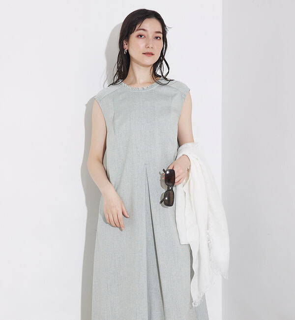 qualite「リネンライクフロントタックワンピース」|ワンピース|グリーン