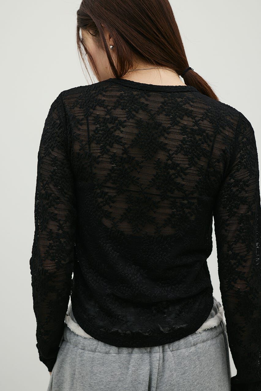 STYLEMIXER「ジャガードレースカットトップ」|Tシャツ・カットソー|BLK
