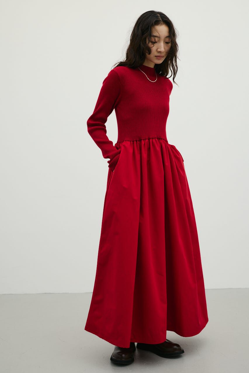 STYLEMIXER「ハイネックコンビネーションワンピース」|ワンピース|RED