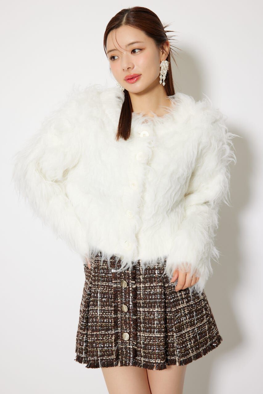 rienda「2WAYロングシャギーショートニットカーディガン」|カーディガン|