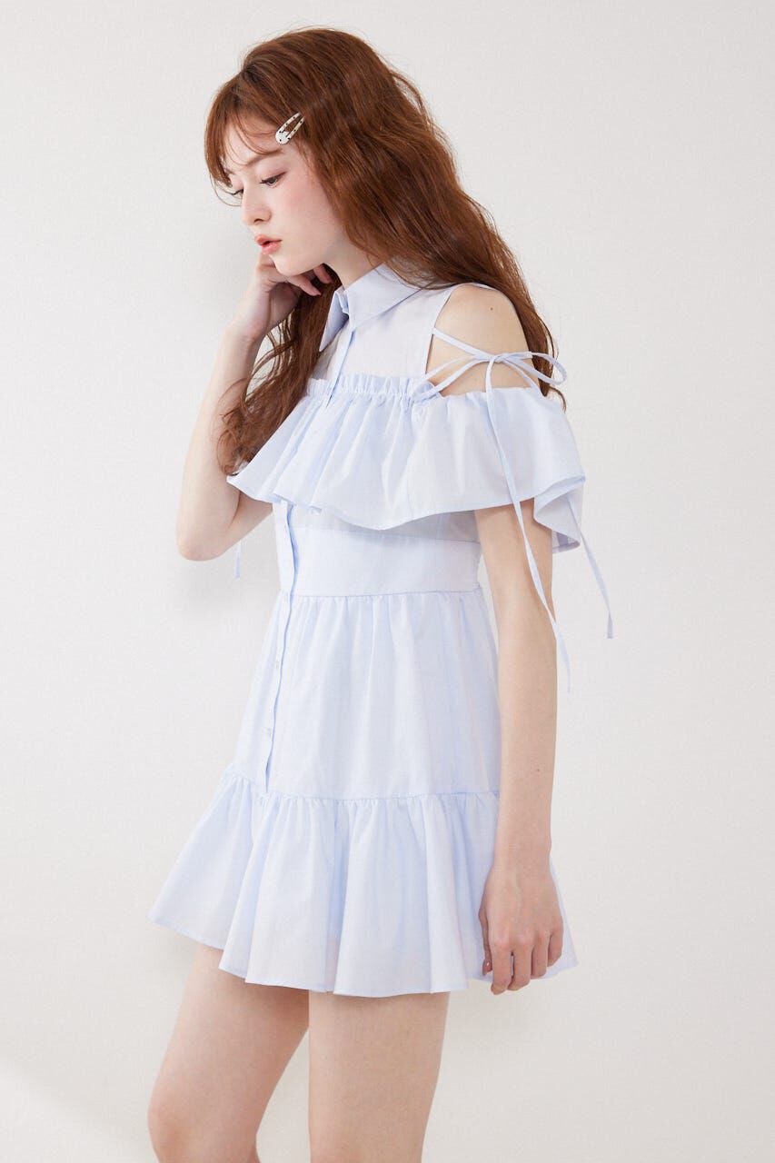 rienda「オフショルフリルティアードミニワンピース」|ワンピース|