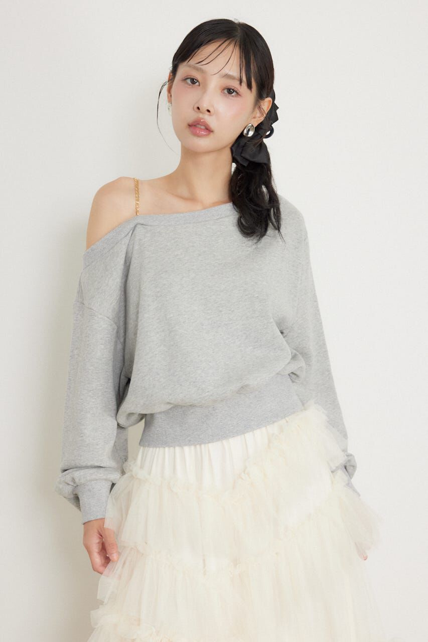 rienda「ワンショルダーボリュームスウェットトップス」|Tシャツ・カットソー|