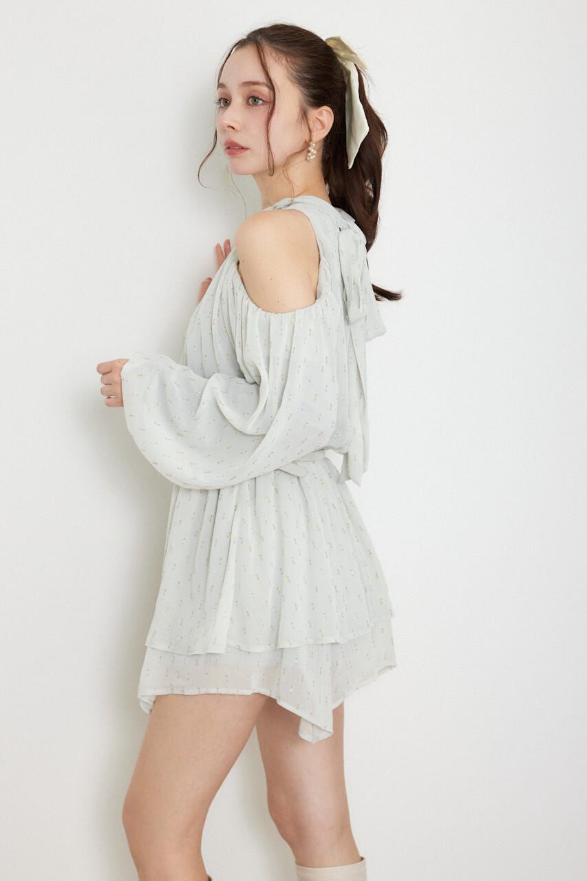 rienda「ベルト付きボリュームシフォンミニワンピース」|ワンピース|