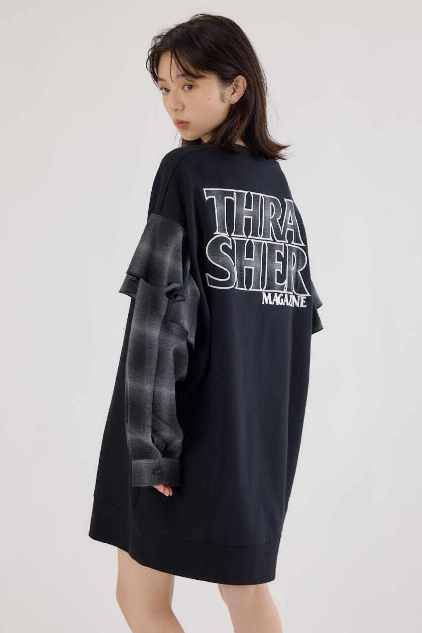 RODEO CROWNS「(THRASHER) リメイクスウェットワンピース」|ワンピース|BLK