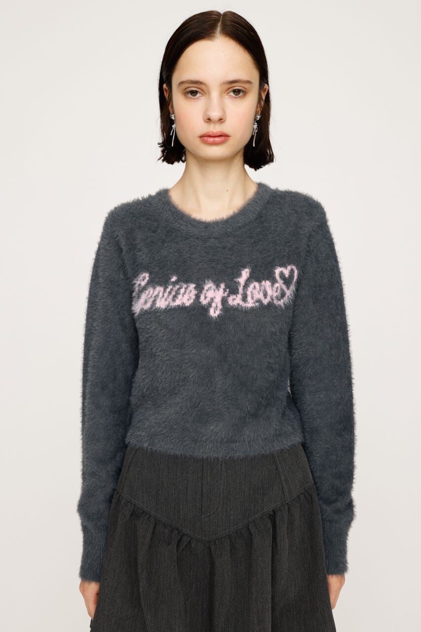 SLY「SHAGGY YARN LOGO C／N トップス」|ニット・セーター|