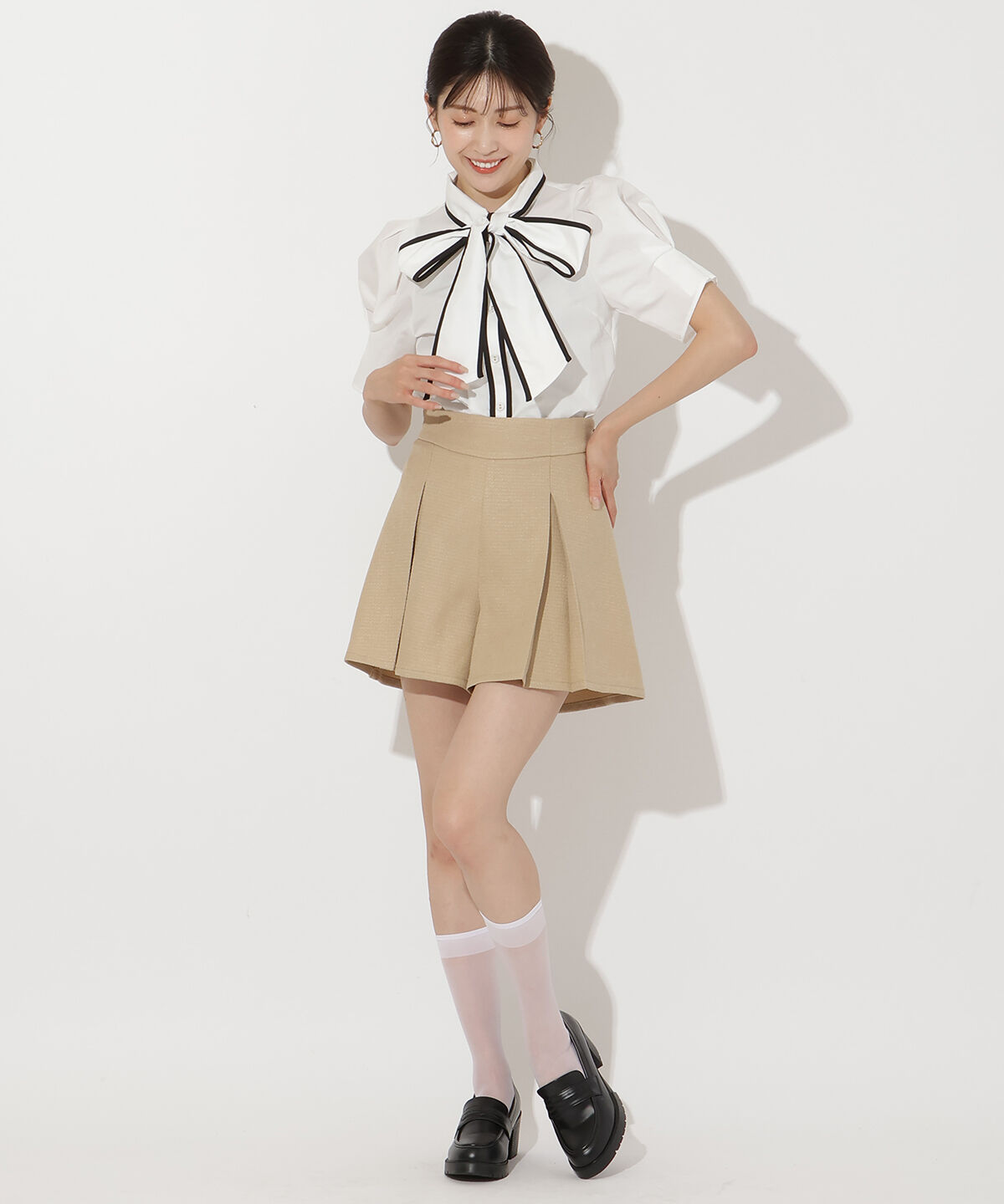アンドクチュール「ブッチャーショートパンツ」|キュロット|