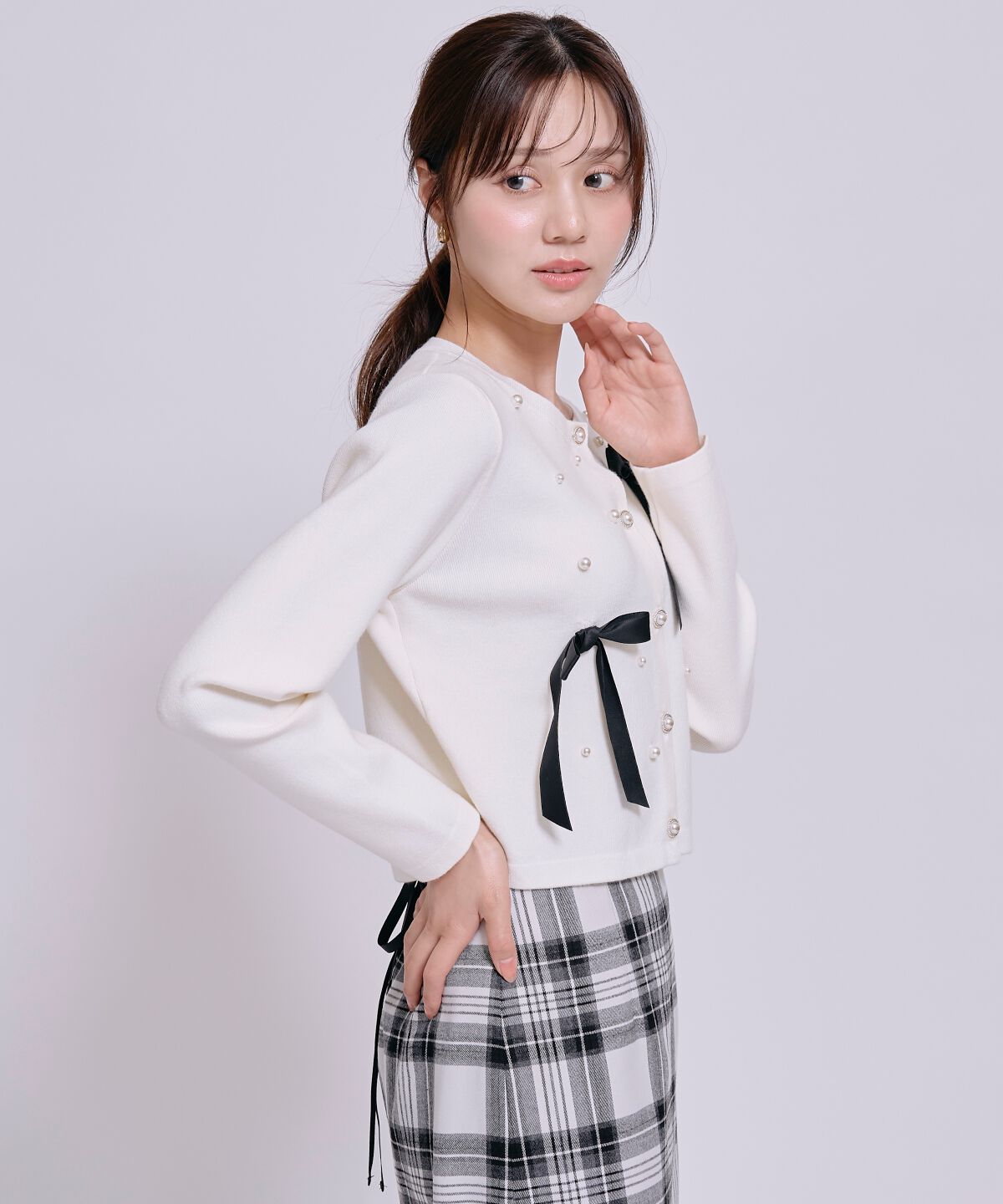 WILLSELECTION「リボンパールデコレーションカーディガン」|カーディガン|