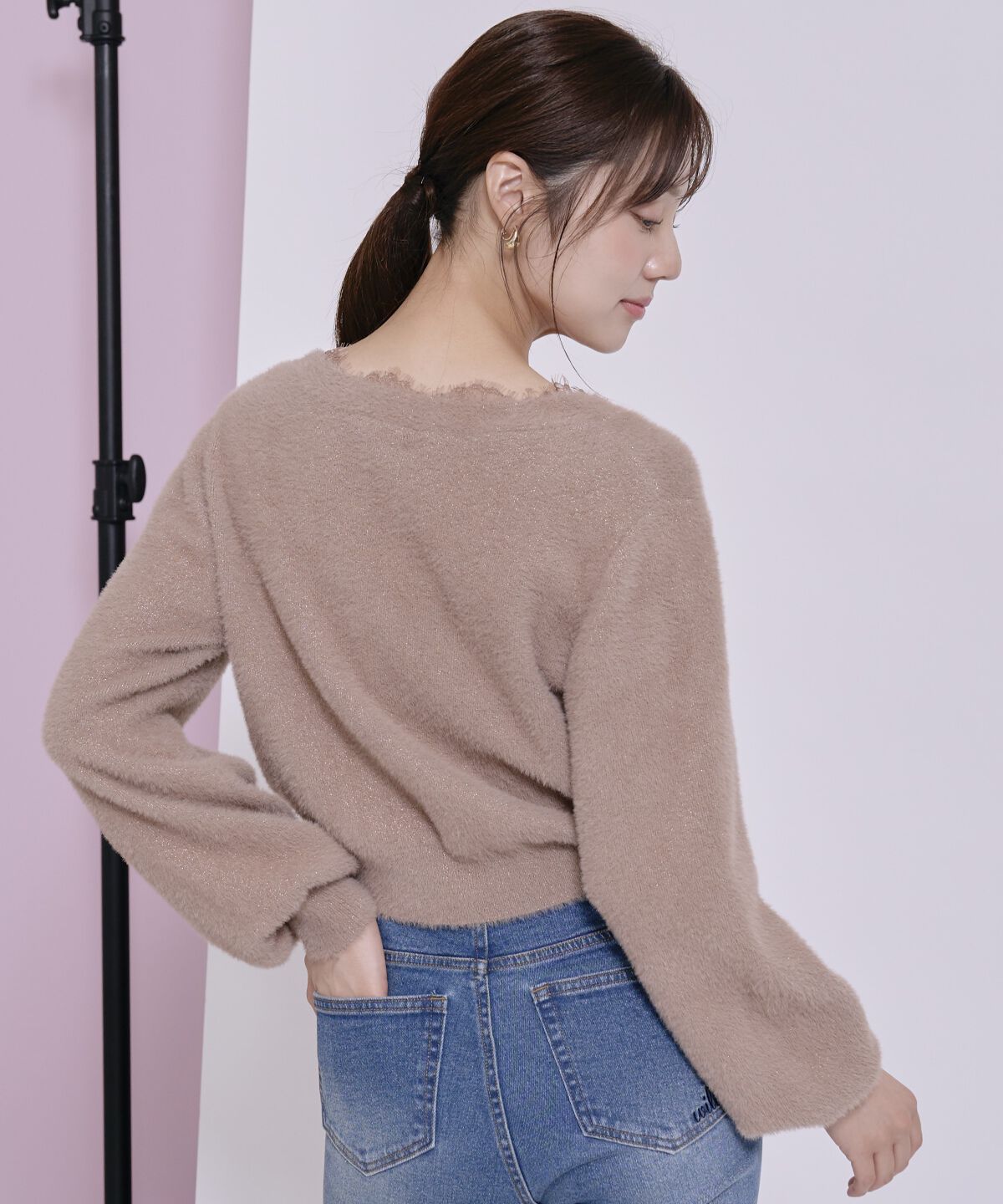 WILLSELECTION「レーストリムVネックフェザーカーディガン」|カーディガン|